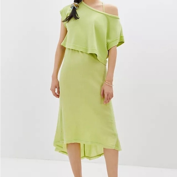 Anthropologie Daily Practice Bright Green 2 Piece Dress Size L/XL - Picture 1 of 8